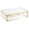 Home Details Large Gold Vintage 4 Compartment Glass Keepsake Box